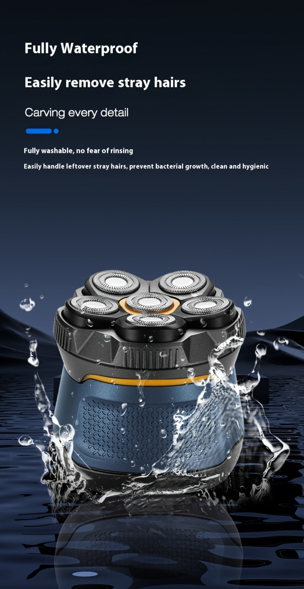 10W High Power 6D Floating Six-Head Bald Head Electric Hair Clipper | Self-Assist Hair Trimming Artifact With Large Capacity Lithium Battery Type-C Charging 1400Mah, Two-Speed Adjustment, Travel Lock, Led Smart Digital Display