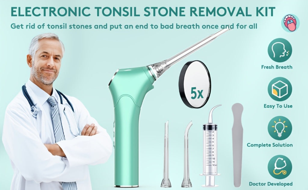 Electronic Vacuum Tonsil Stone Remover - Tonsil Stone Removal Kit with Built-In LED Light & 3 Suction Mode - Fight Oral Irrigator & 5X Magnifying Mirror for Tonsil Stone Removal, Local Warehouse, Christmas Gifts