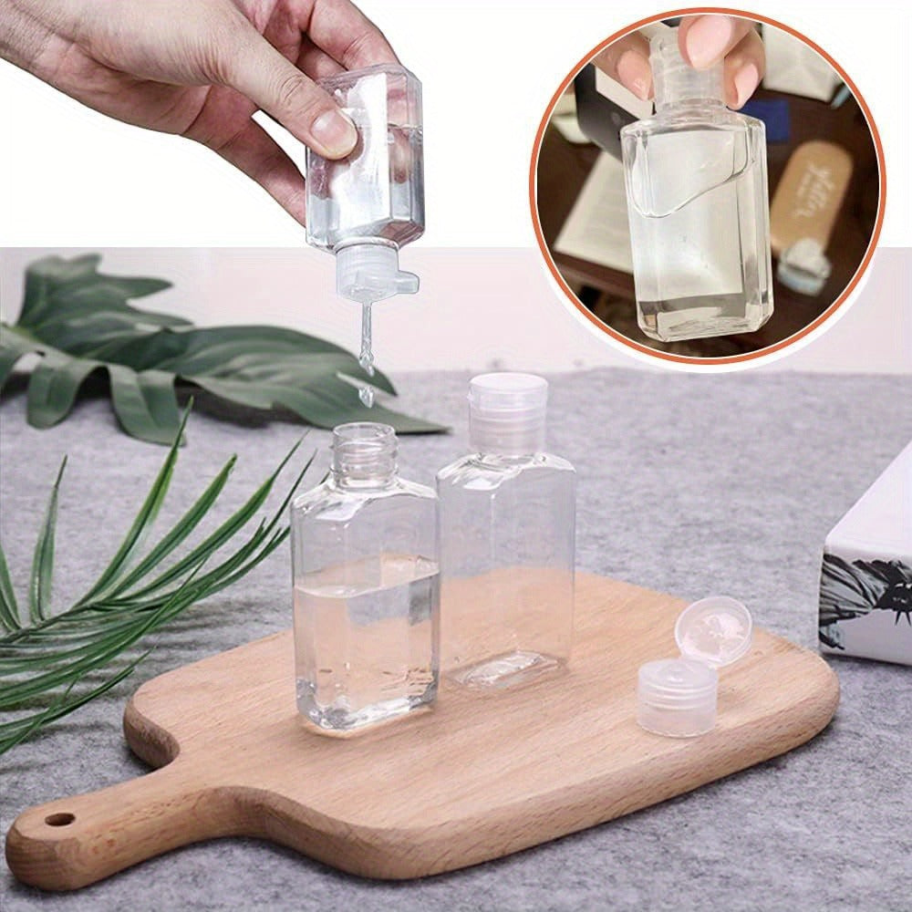 40pcs 2oz Clear Plastic Flip Cap Bottles - Travel-Size Hand Sanitizer, Shampoo, Soap, Toner & Lotion Containers - Portable & Refillable for Easy Dispensing