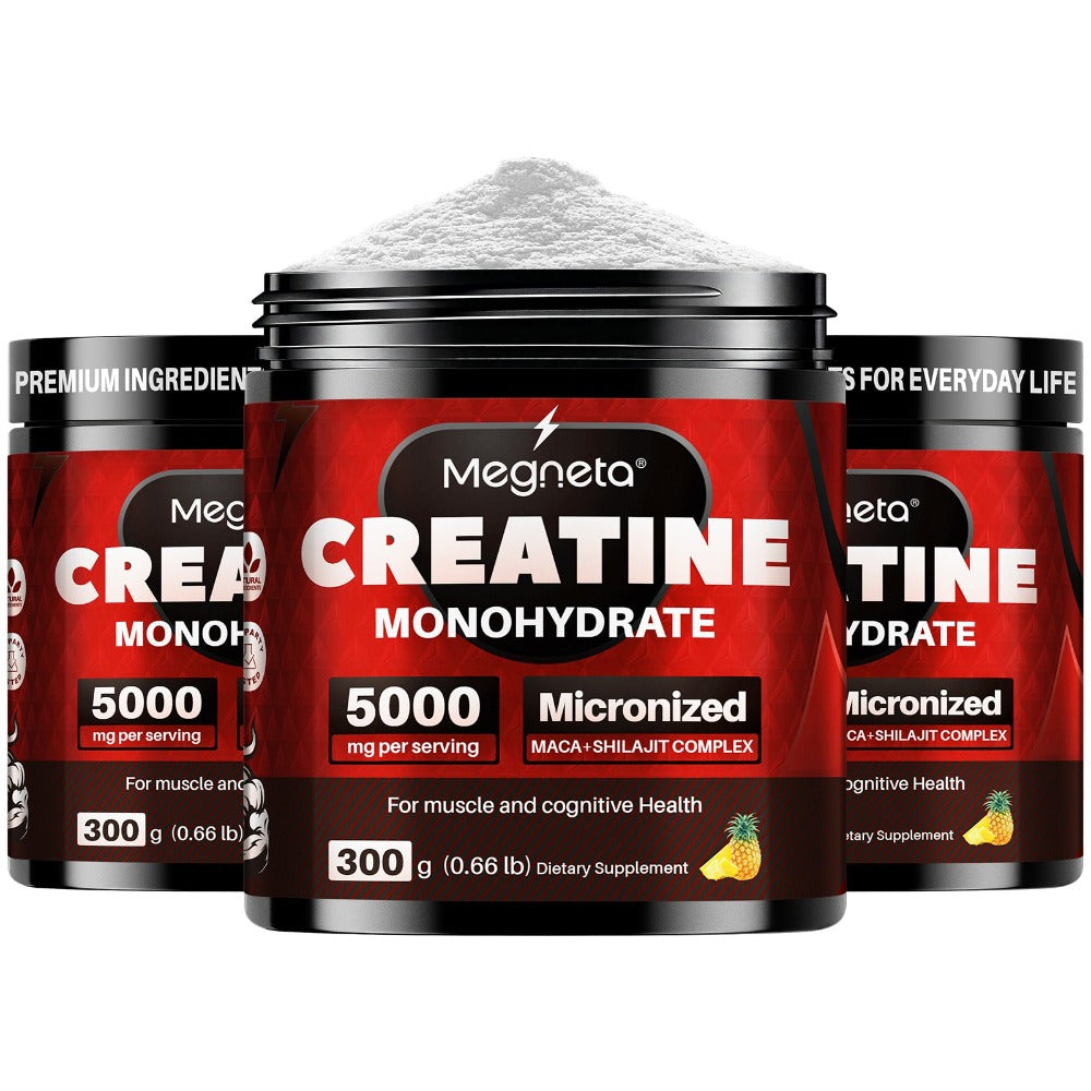 Delicious Creatine Monohydrate Powder (5000 Mg Per Serving) | Strength And Power, Recharge And Focus | No Artificial Sweeteners And Flavors, Pineapple Flavor, 300 G, 60 Servings