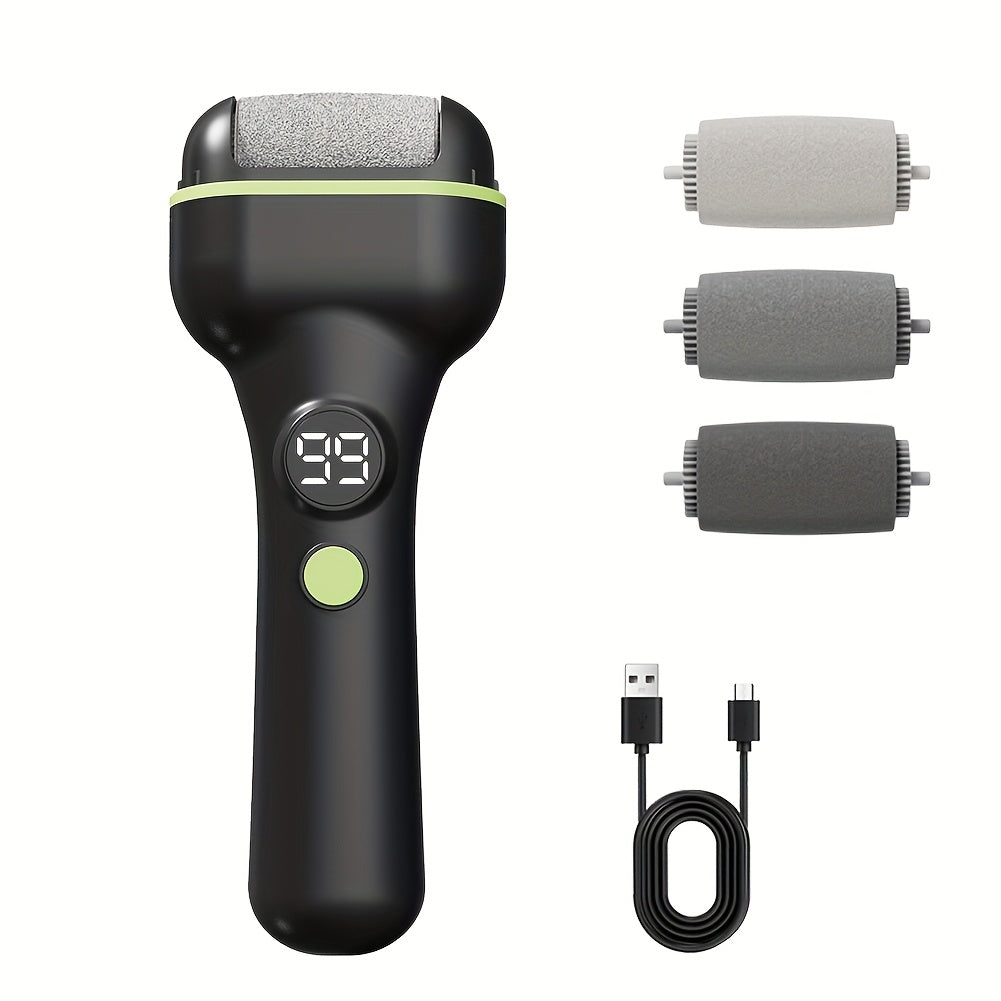 Electric Foot Callus Remover Rechargeable with 3 Grinding Heads LCD Display Portable Electronic Foot File for Dead Skin Removal Pedicure Tool for Women Men Athletes