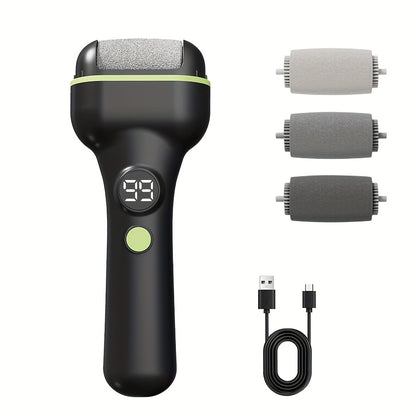 Electric Foot Callus Remover Rechargeable with 3 Grinding Heads LCD Display Portable Electronic Foot File for Dead Skin Removal Pedicure Tool for Women Men Athletes