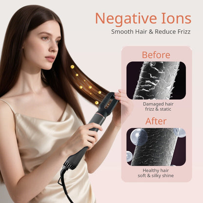 Hot Air Brush Negative Ion Hair Dryer Brush & Styler — Curl, Straighten, Massage & Blow Dry with Multiple Temperature & Wind Speed Settings, Frizz-Free Styling