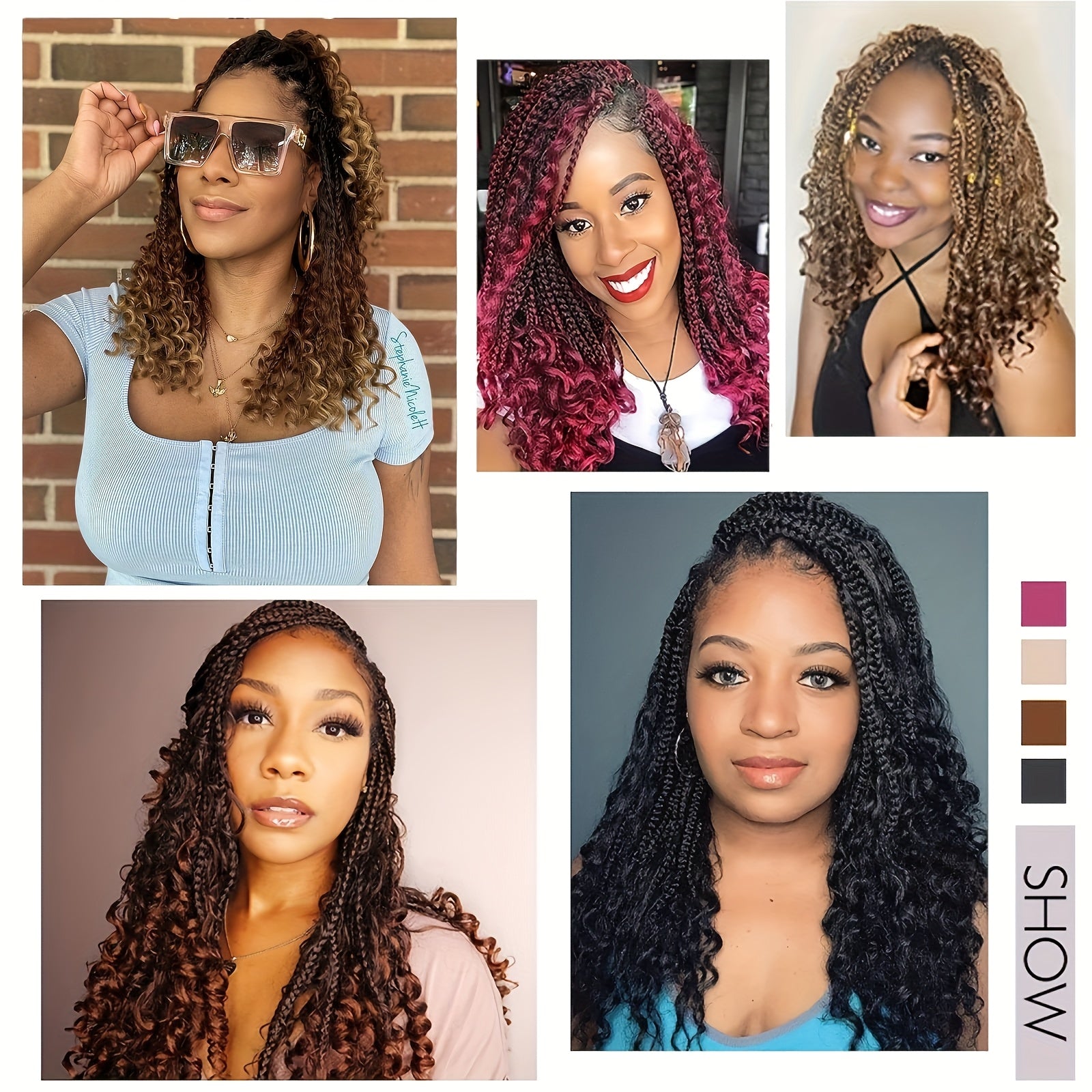 Elegant Full Lace Knotless Braided Wig with Curly Ends - 180% Density Synthetic Hair for Women, Handmade Braiding Wig for Christmas Halloween Valentine's Day Parties, Holiday Gift for All Ethnicities, Wig Accessories, Party Accessory, Sleek Appearance
