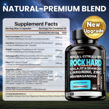 Maca & L-Arginine Men's Performance Supplement - Double-Acting Formula with Shilajit for Stamina, Strength & Vitality - 3rd Party Tested, 60-Day Supply, 2 Bottles