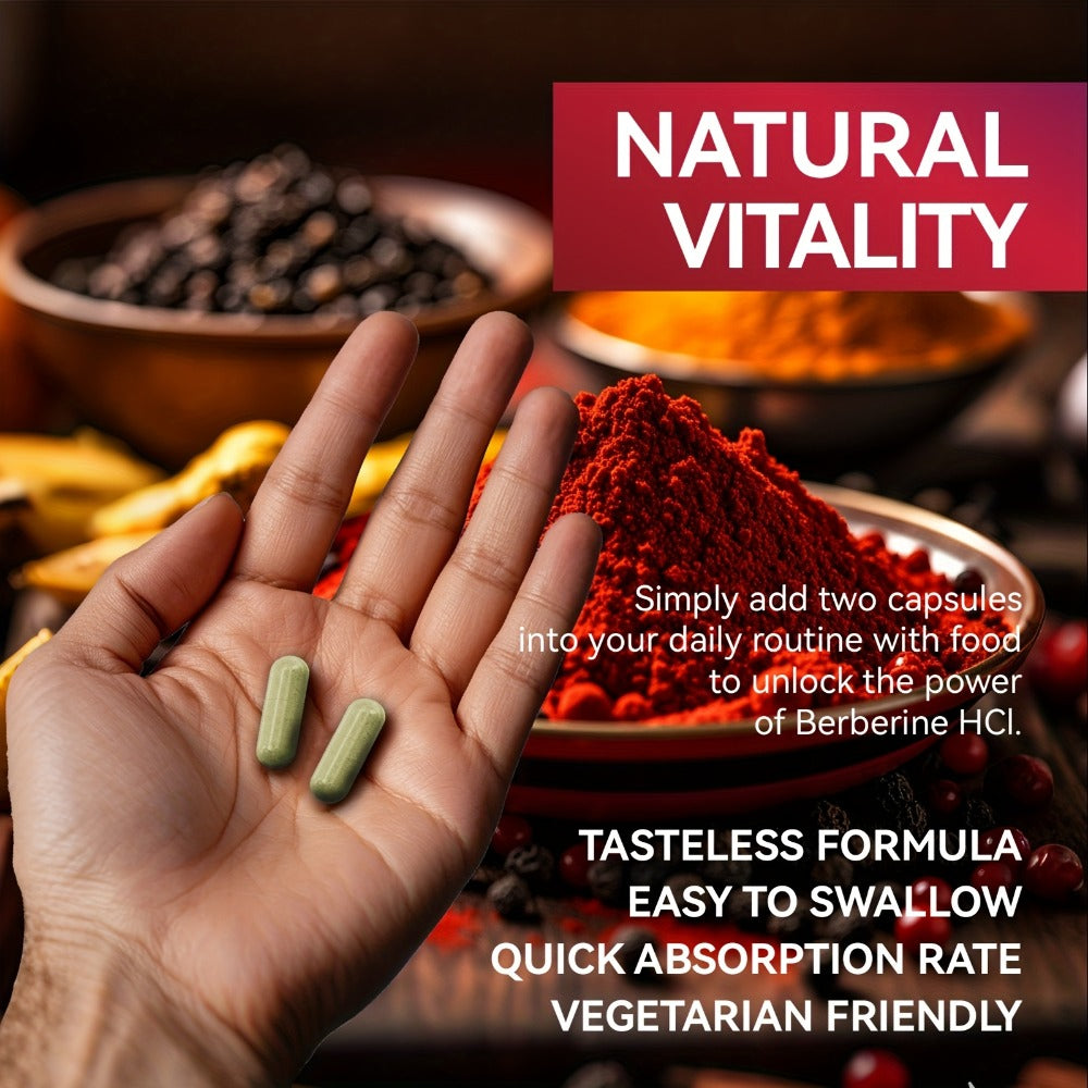 Premium Berberine |Digestion Wellness&Banlanced Diet, Vascular & Circulatory Health, Sugar & Insulin Balance|Plus with Ceylon Cinnamon, Turmeric & Black Pepper, 60 Capsules, 1 Month Supply