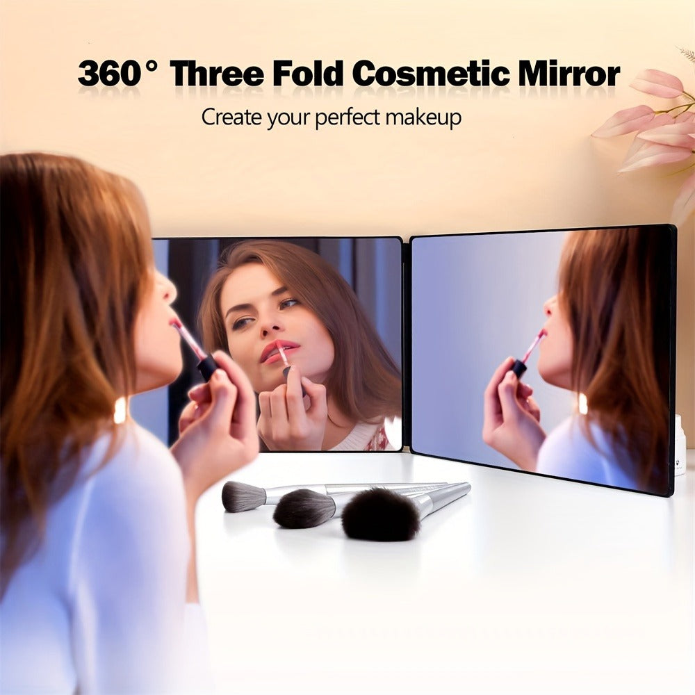 Adjustable LED Light 3-Way Mirror, Hair Cutting Mirror for Shaving Grooming Hair Styling Dyeing Makeup Braiding, USB Rechargeable