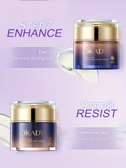 Collagen & Hyaluronic Acid Skincare Set – 8-Piece Anti-Aging Kit for Firmer, Smoother & Younger-Looking Skin, Enhances Elasticity, Premium Gift for Women