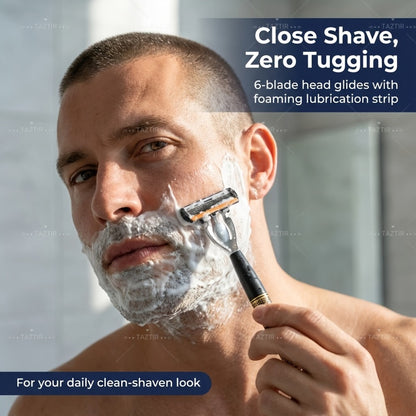 Luxury Men's Razor 6-Layer Blades — 2 Ergonomic Handles & 72 Replaceable Blades, Precision Shaving Kit, Christmas & Valentine's Day Gift for Men
