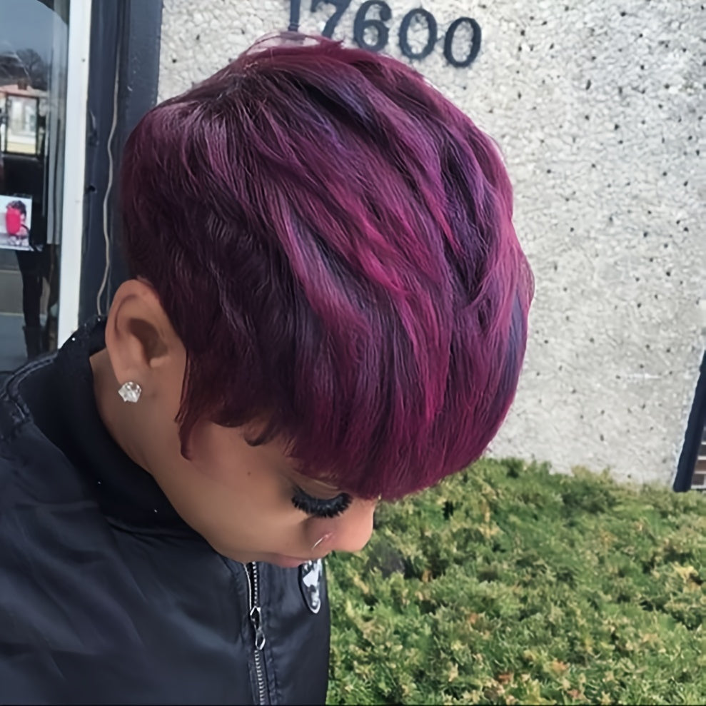 Nicelatus Short Pixie Cut Hair with Bangs Synthetic Wigs for Women Short Hair Wigs for Halloween, Christmas Party, Music Festival