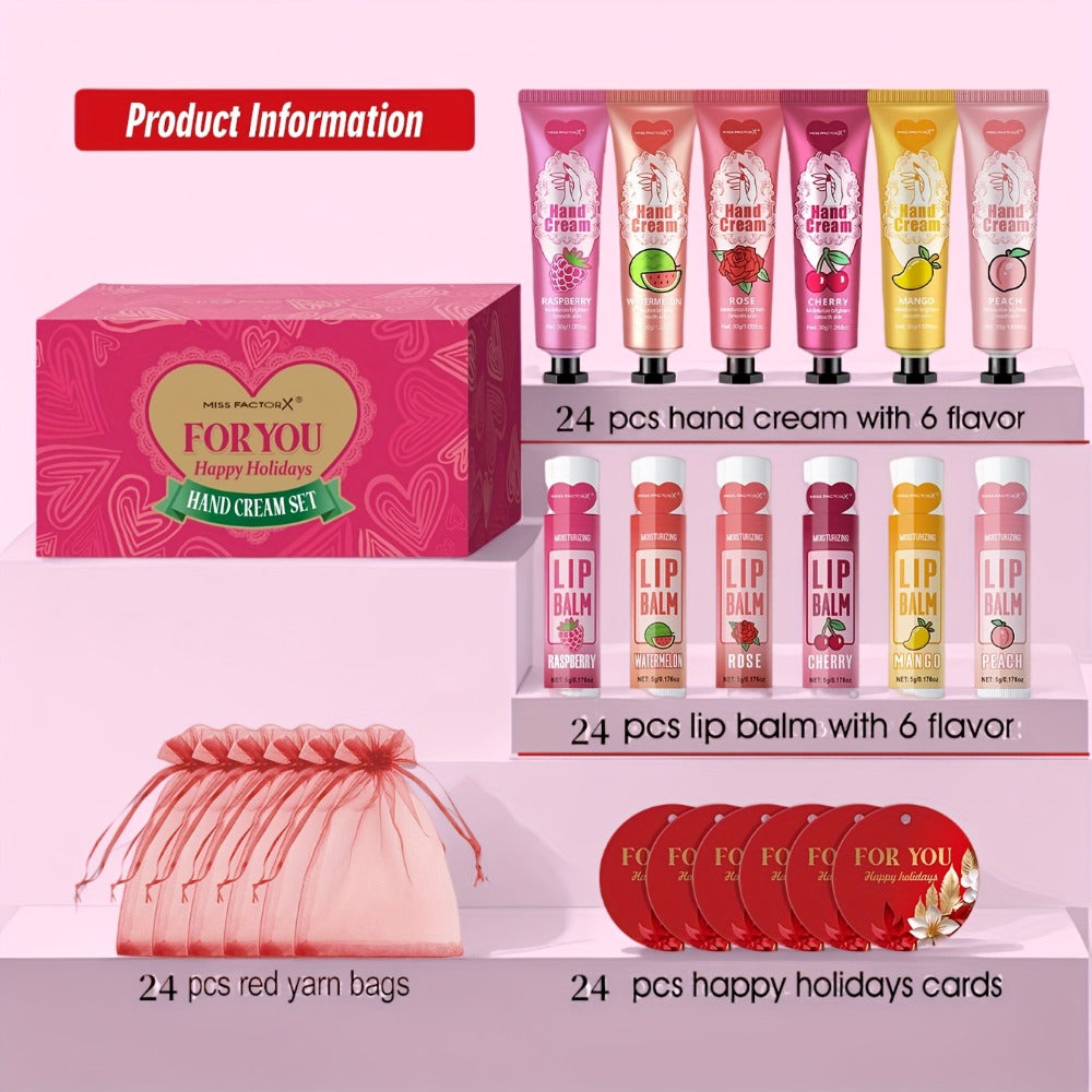 96pcs/box, Batch Gift Set Includes Hand Cream, Lipstick, Red Bag And Wedding Card. A Female Companion Gift Assembly For Christmas Holiday Gift Distribution, Thanksgiving Gift, Thank-you Gifts For Colleagues And Friends, And Gifts For .
