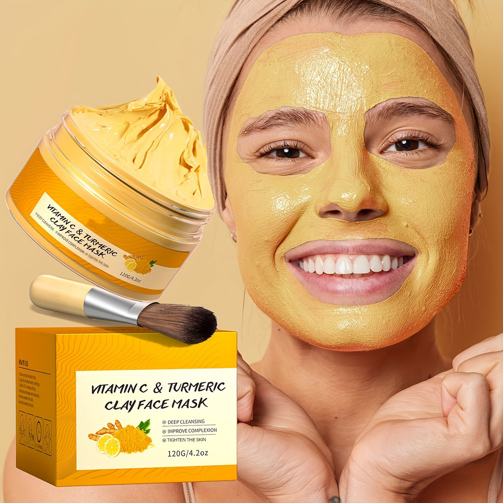 Turmeric Vitamin C Mud Mask - Deep Cleansing, Moisturizing And Firming Mask, Vitamin C Mask, Achieve Radiant, Smooth Skin - The Perfect Gift for Valentine'S Day And Mother'S Day