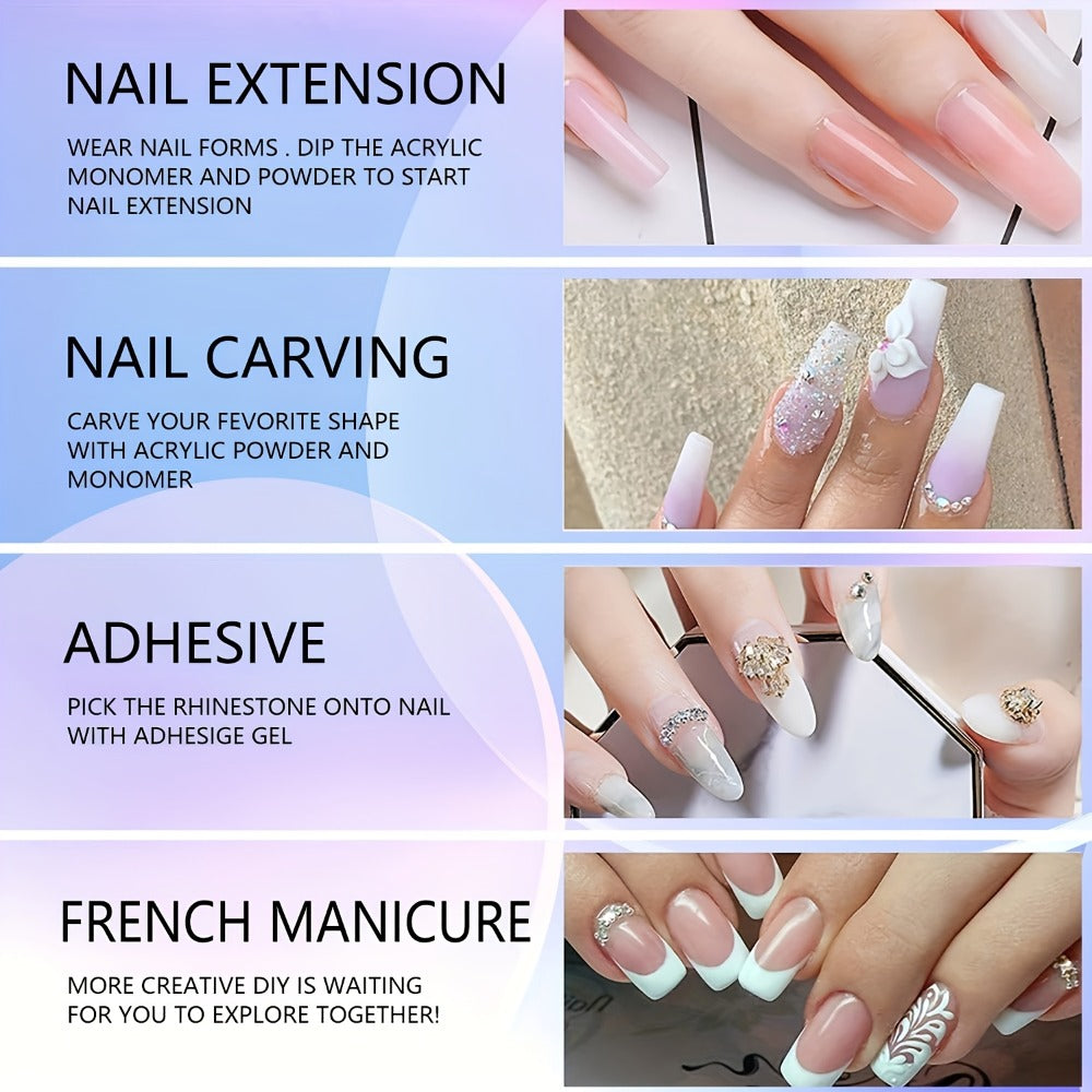 NOCIS 10G Acrylic Powder Collection, Expert Nail Art Package Including Monomer Liquid, Nail Brush, Forms, Dappen Dish, Odorless, Gift Package for Salon-Standard Manicures