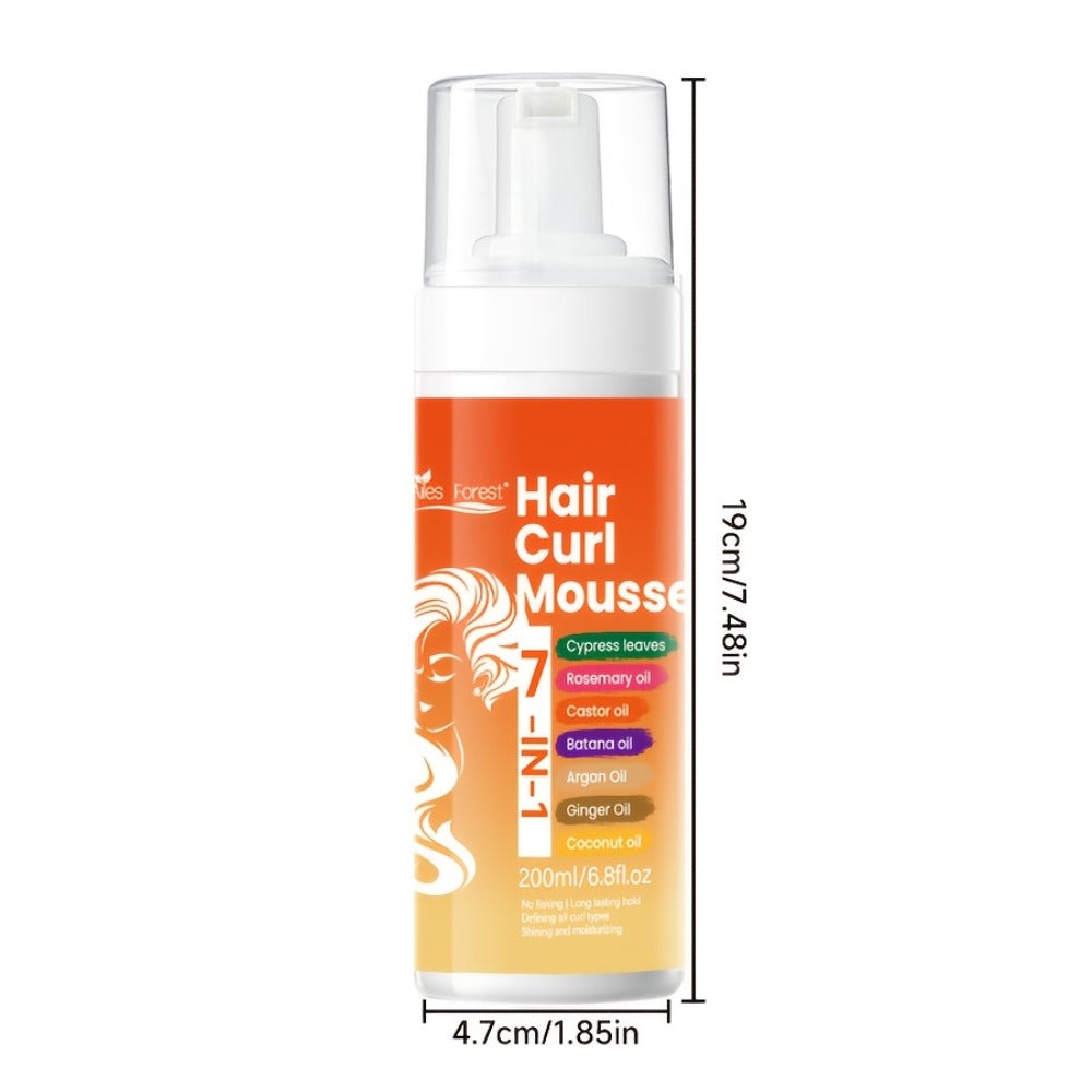 Curly Hair Foam Mousse 200ml | Moisturizing & Smoothing Curl Defining Styling Agent | Natural Fluffy Elastic Curls for Men & Women | All Hair Types 6.76oz
