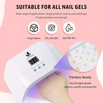 Gel Nail Polish Kit with Lamp and Grinder 35 Colors Gel Polish Set Sparkly Matte Glossy Top Coat Base Gel Rhinestone Nail Decorations Tools for DIY Beginners Home Salon