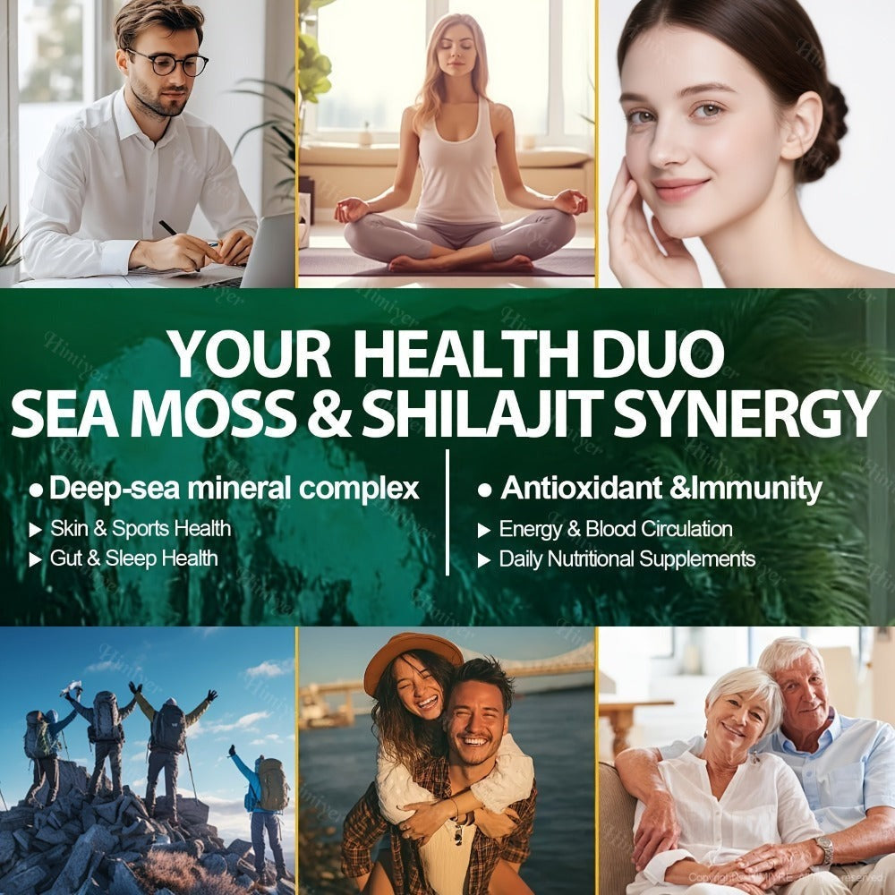 6pcs Sea Moss &SHILA, SEA MOSS 350mg, SHILA 300mg, Ashwagandha 200mg, 3 Courses Of Treatment - 6 Bottle Is Cheaper And Healthier-All Nutritional Supplement, Vitamins, Trace Elements, And Sports Energy.