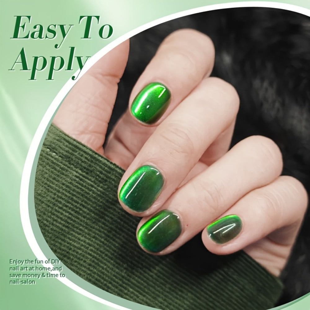 BORN PRETTY 0.34oz Imperial-Green Cat Magnetic Gel LED Soak-Off Gel for DIY Manicure, Long-Lasting, for Women And s