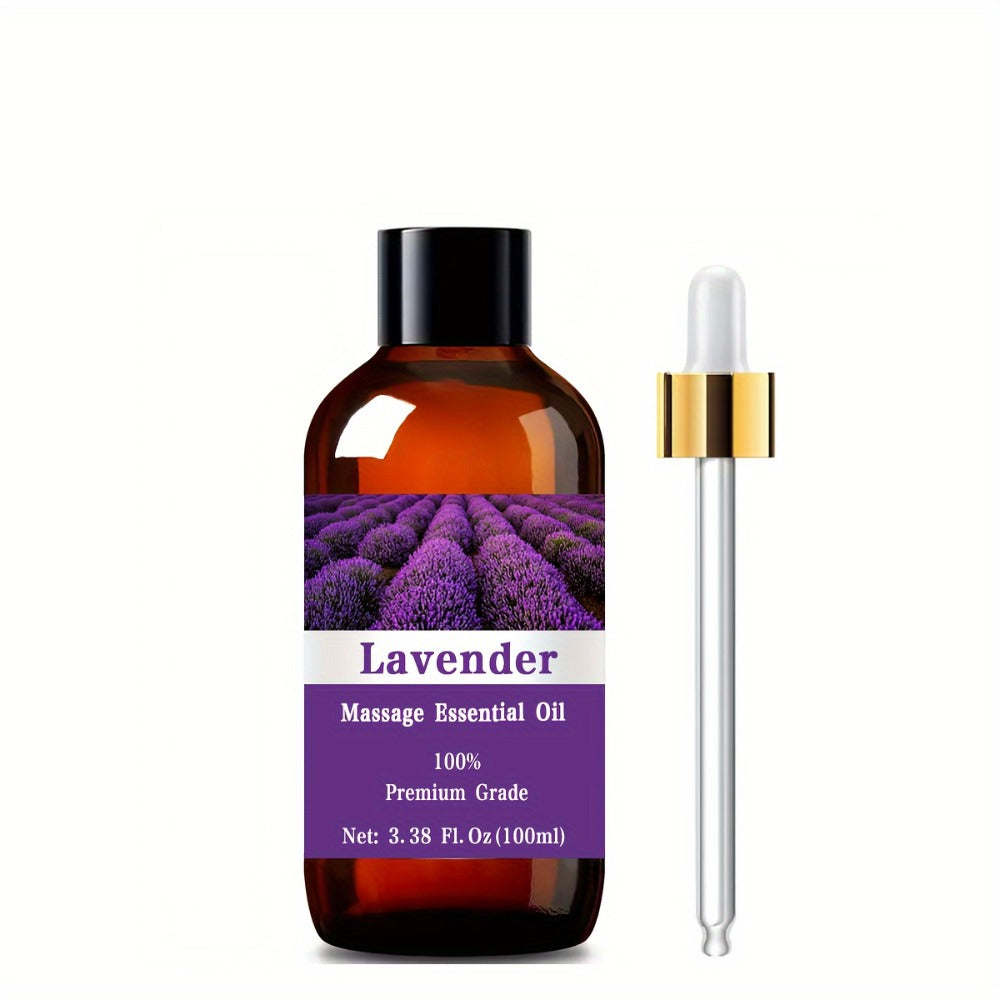 Aromatherapy Lavender Essential Oil 100% Pure Therapeutic Grade for Diffuser Massage Hair Skin Care Relaxation Sleep Aid Stress Relief Men Women Gift 100ml 3.38oz