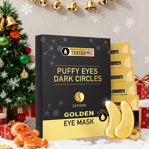 Gold Eye Mask Patches 24 Pairs Collagen Hyaluronic Acid Glycerin Moisturizing Under Eye Patches Refreshing Eye Care Gift Set Wedding Valentine's Day Must-Have