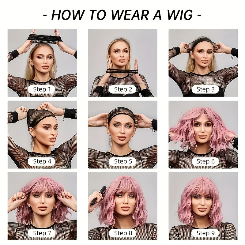 Long Wavy Ombre Purple Wigs for Women Ombre Rose Red Body Wave Synthetic Wig with Bangs Side Part Dark Purple Heat Resistant Wig for Daily Party Costume Halloween Use, 26 Inch Mother's Day