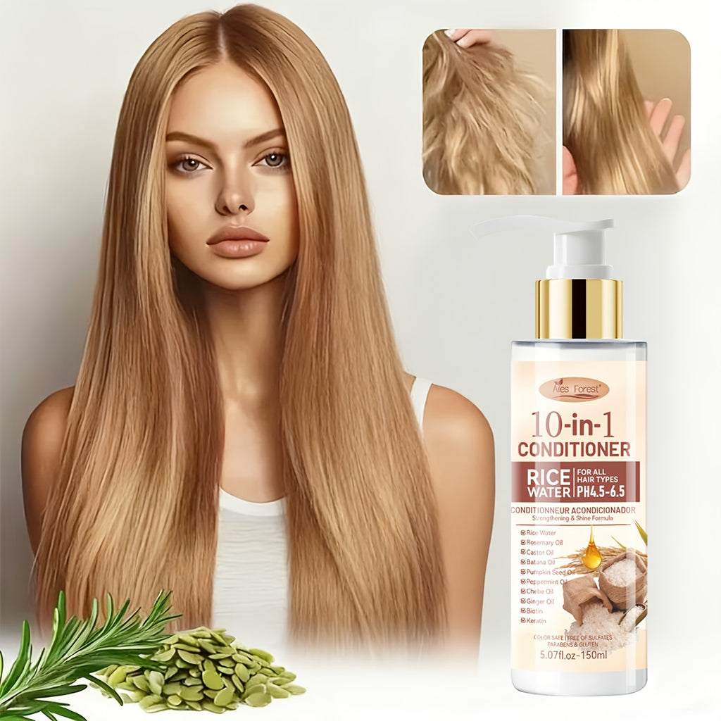 2pcs Set [For Thicker-Looking Hair] 15-Day Fermented Rice Water Shampoo And Conditioner. 10-In-1 Multi-Effect Hair Care: Volumizing, Anti-Frizz, Heat Protection. Deep Cleansing And Repairs Damaged Hair. Long-Lasting Fragrance. Best Gift Choice