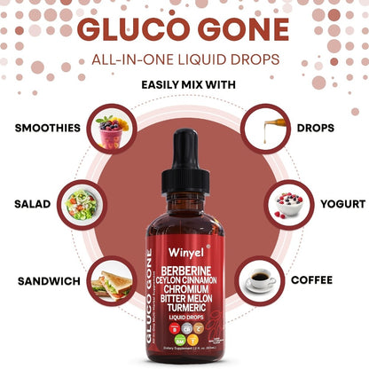 Ceylon Cinnamon & Berberine Blood Sugar Support Liquid Drops — with Bitter Melon, Glucomannan, Gymnema, Chromium, Turmeric & Panax Ginseng | Vegan | 2.03 fl oz