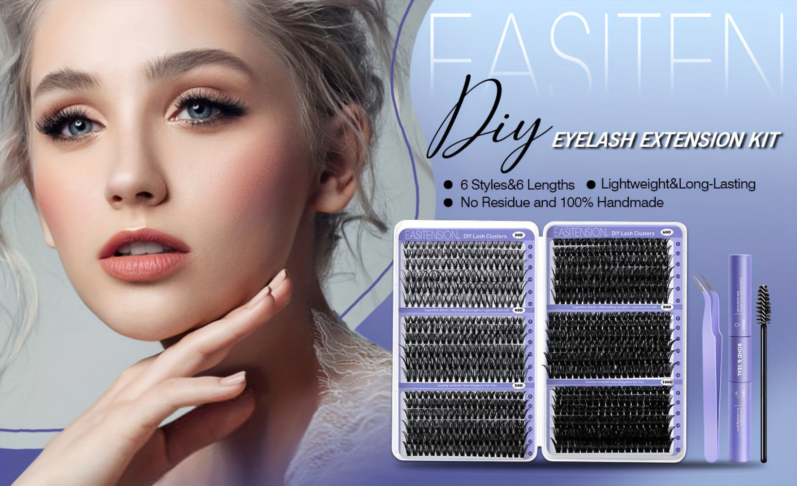 708pcs Wispy Volume Eyelash Extensions Mixed Length 30D-100D Volume Cluster Lashes Premade Lash Kit With Bond Seal & Applicator For Everyday Look, Party, Travel And Events