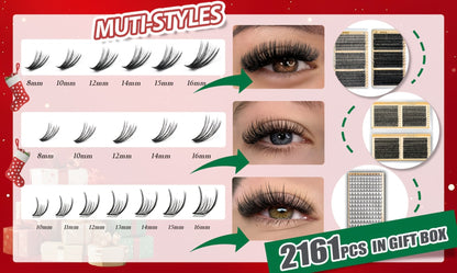 Lash Clusters Kit Fluffy Wispy Manga Fairy Lashes with Gift Bags — Top & Bottom Clusters, Natural Volume, Long-Lasting Reusable, 209–800pcs Options, Beauty Gift for Women