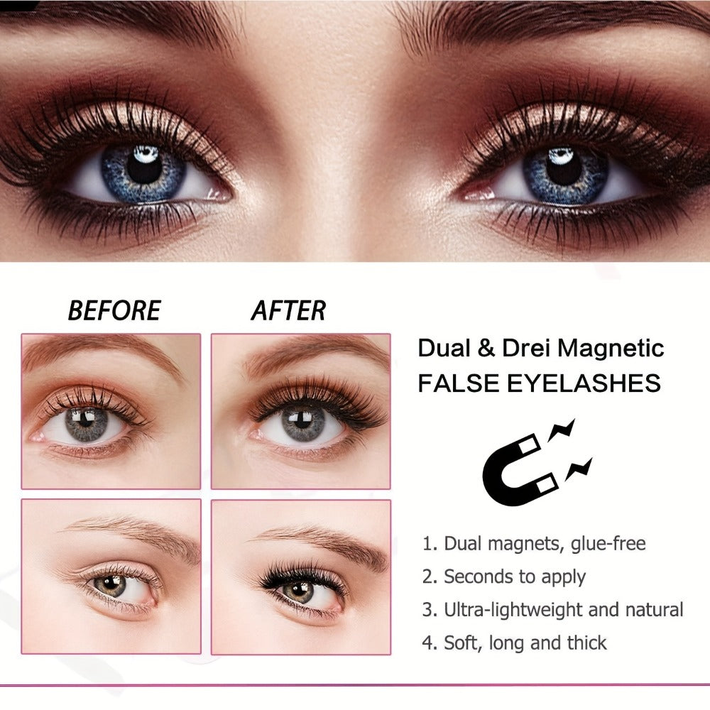 Local Warehouse 8pcs Quantum Magnetic Eyelash Set Makeup Lash Clusters Kit with 2 Styles of Applicators Tweezers And Brush 3D Magnetic False Lashes Beginner-Friendly Natural Set Idea for Daily Makeup Parties And Valentine'S Day Gifts Makeup for Wome