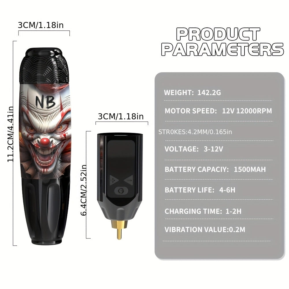 Wireless Tattoo Gun Kit INKSOUL TM-81 Rotary Tattoo Pen LCD Screen 1100mAh Battery Cordless Tattoo Machine with Needles & Ink Cartridges for Beginners & Artists