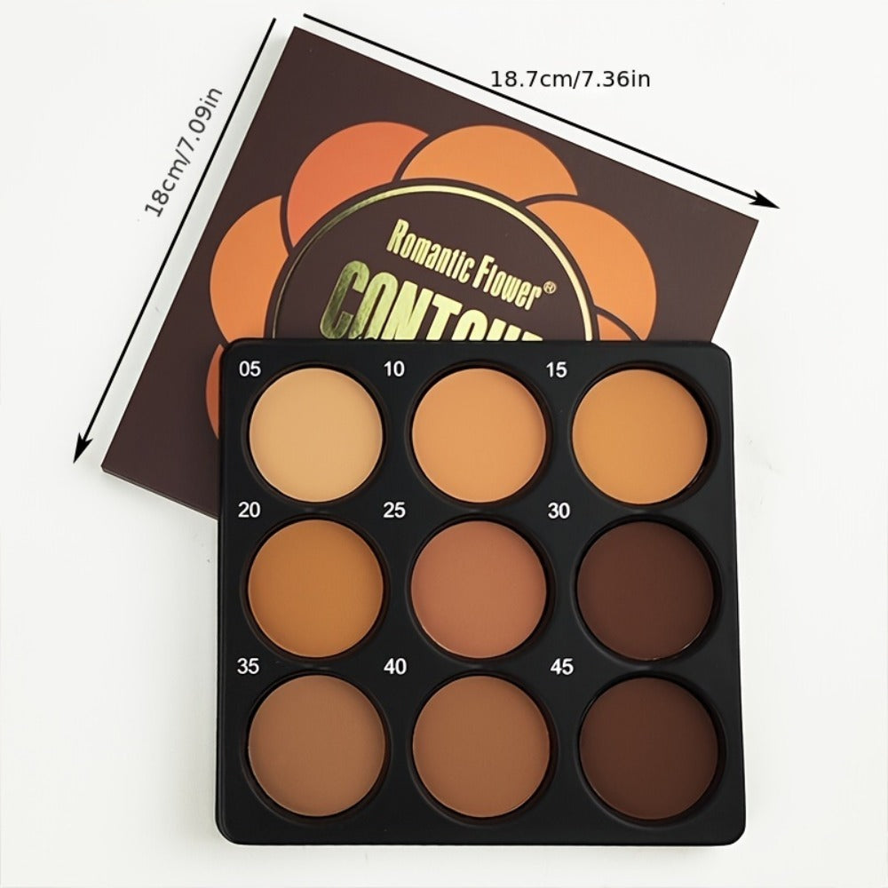 Contour and Concealer Palette 9 Colors Matte Waterproof Oil Control 3D Natural Makeup Effect Eyeshadow Foundation for All Skin Types