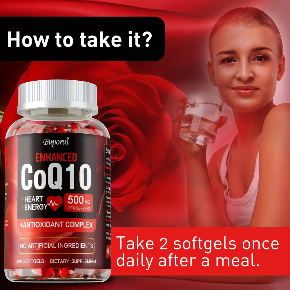 CoQ10 - with Citrus Bergamot, Cardiovascular, Brain & Heart Health Supports, Supports Energy Production, Rich in Antioxidant - 120pcs