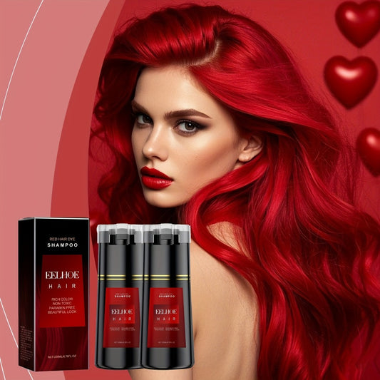 1/2 Pack 3 in 1 Red Hair Dye Shampoo, Carat Special Hair Dye Shampoo, Easy to Color, Moisturizing, Cleaning And Soft Red Hair, Lazy People Easy to Dye Hair Dye to Create Uniform Color, Bright Appearance, The Perfect Gift Choice
