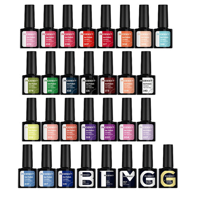 Gel Nail Polish Set 30 Pcs Pure Soak Off — Base Coat, Glossy, Matte & Golden Glitter Top Coat | UV LED Complete Home Salon Nail Kit for Women | Long-Lasting Chip-Resistant Finish