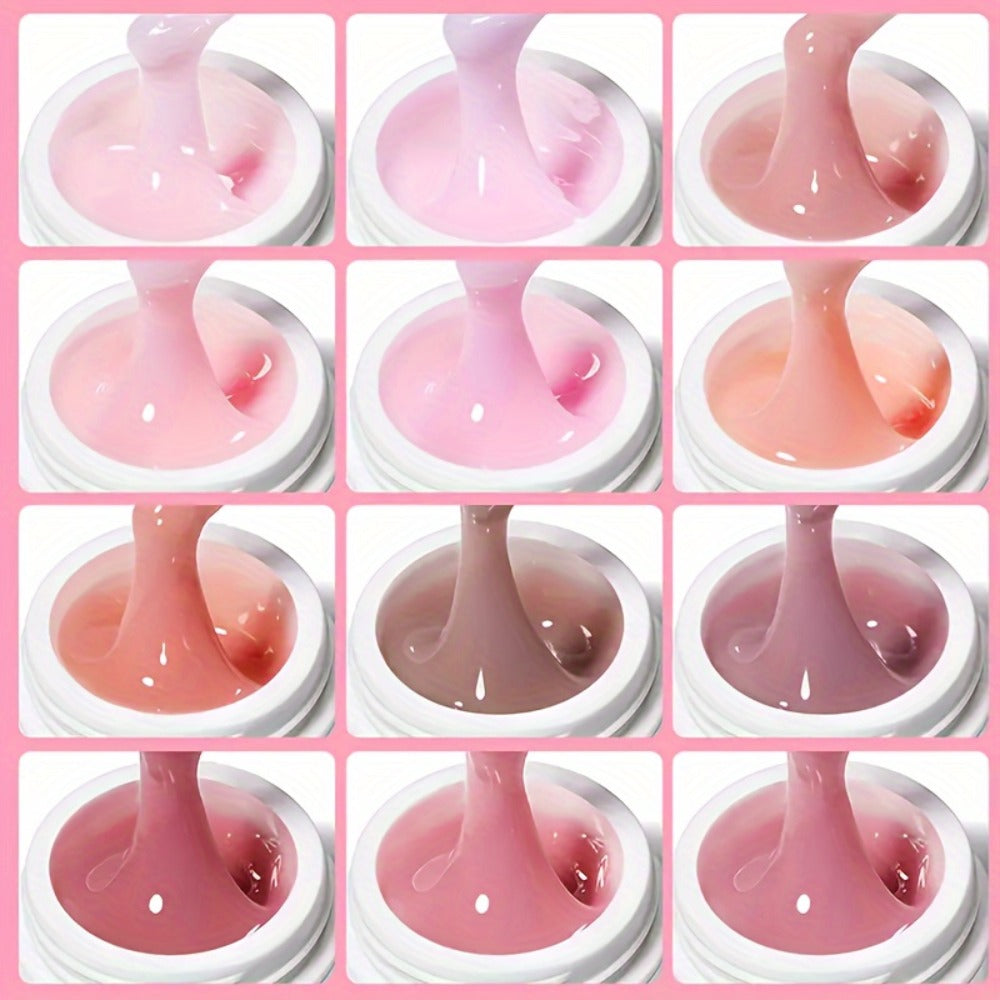 6 Colors/Set Cured Nail Extension Adhesive - Crystal Clear, White, Milky Jelly, Light Pink, Pink, Nude - Smooth, Alcohol-Free, Quick-Drying, Perfect for Nail Art And Salon Use