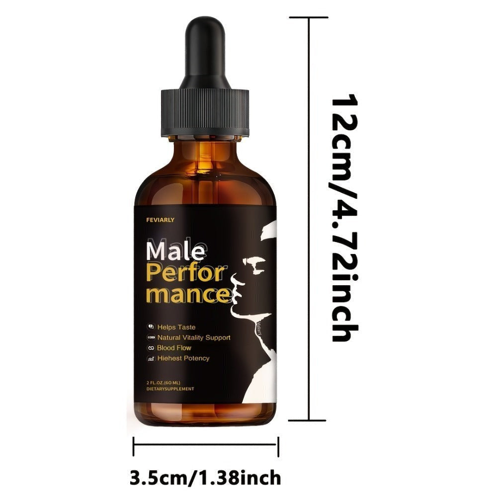 Men's PerforMance Drops, Clean Formula, No Chemical Additives, Circulatory Support, with Shila, Black Maca, Longiack Root And L-Arginine, Vitality And Wellness, Herbal Extract, Gentle And Non-irritating, Rock Stiff.