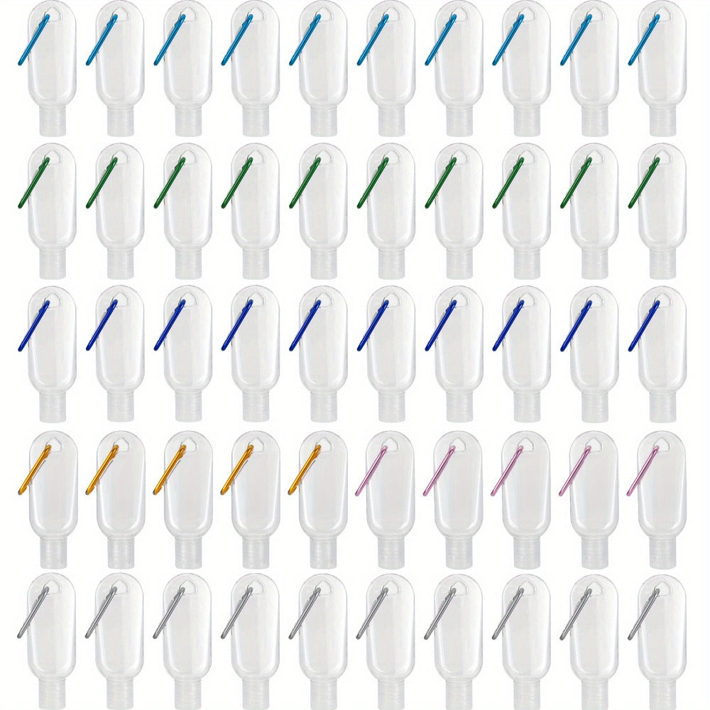 50pcs 1.7oz Leakproof Travel Bottles with Keychain - Portable, Refillable Squeeze Containers for Lotion, Soap & Toiletries, Clear Plastic