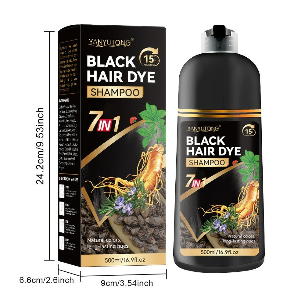 Hair Dye Shampoo with Natural Plant Pigments – Covers Gray Hair Fast | 16.91oz Color Shampoo in Black, Red, Brown, Dark Brown & Chestnut Brown for Women & Men