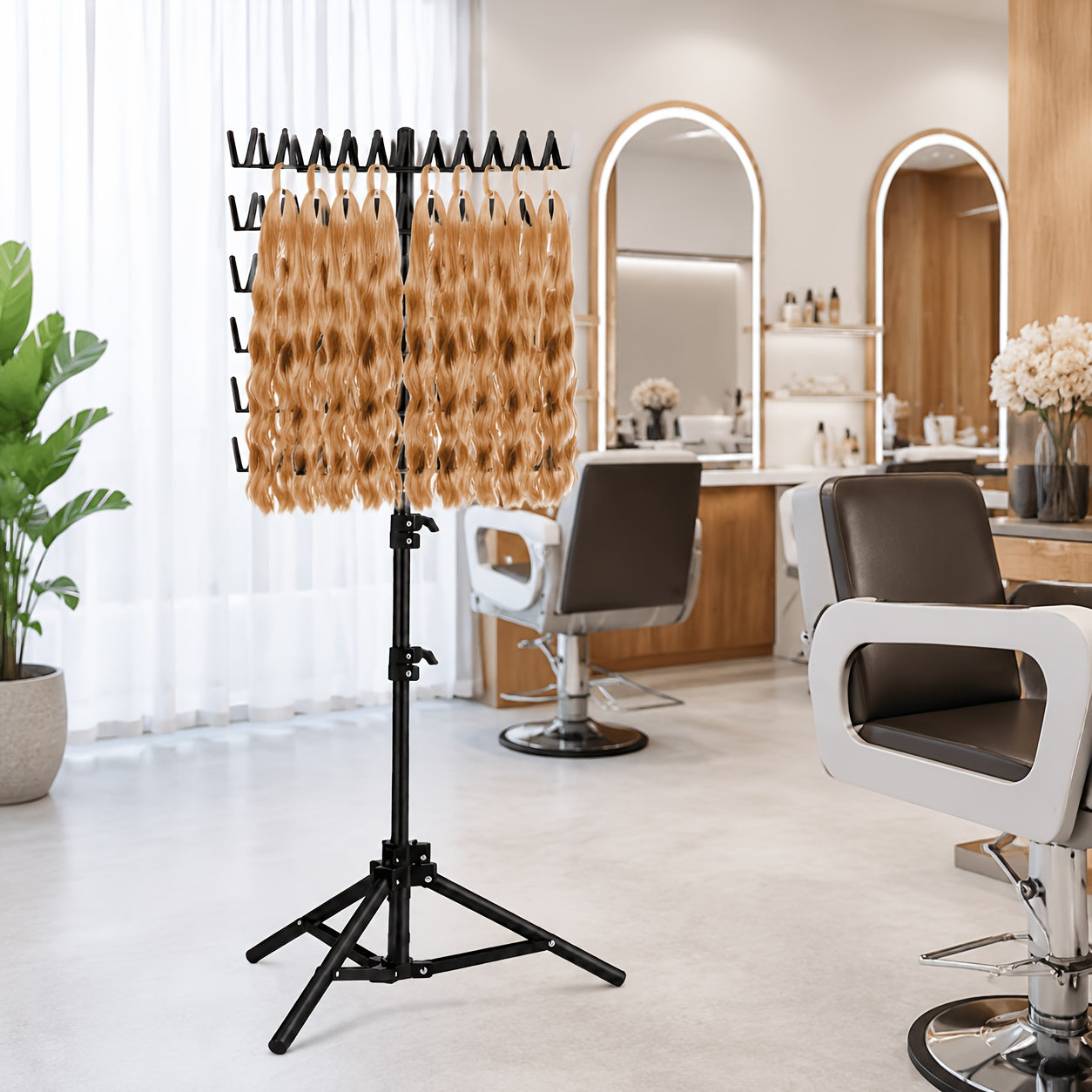[Hair Extension Holder] Braiding Hair Rack Standing Hair Extension Holder Hanger, 144 Pegs Hair Divider Rack For Braiding Hair Separator Stand Display Stand