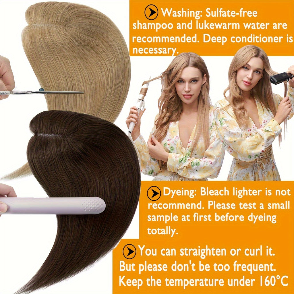 3.15*3.94inch Lace Base Hair Toppers for Women Clip In Real Human Hair Toppers Hair Pieces for Women with Thinning Hair Human Hair Toppers Without Bangs Clip In Hair Extensions Highlight Blonde Hair Topper