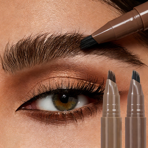 Eyebrow Pencil 2-Pack Multi-Fork Tip – Waterproof 4 Color Brow Pen for Natural Hair Stroke Effect, Hairline Filler & Long-Lasting Wear