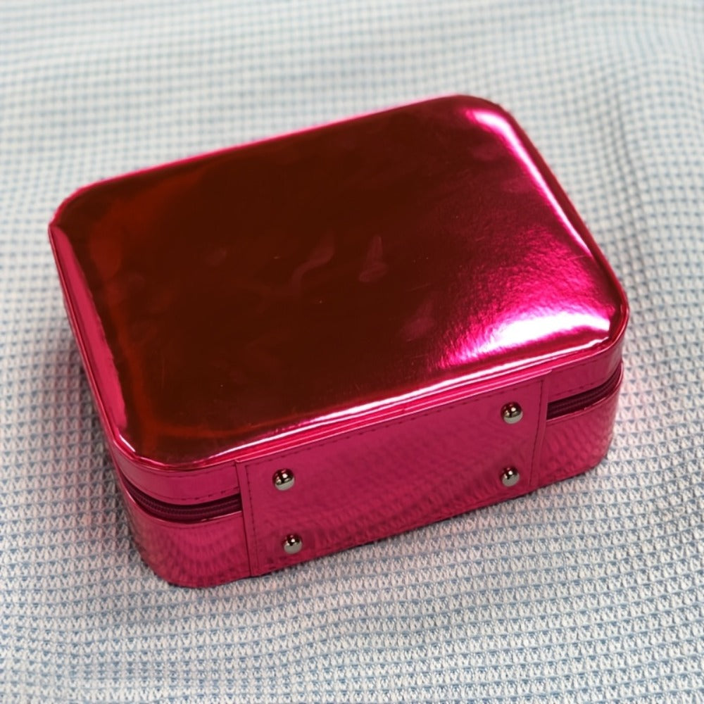 1pc Luxury Hard Shell Makeup Travel Case - Large Capacity Flat-Lay Organizer - Portable Glitter Storage Box for Women, Fits Inside Suitcase, Flash, Storage Bag
