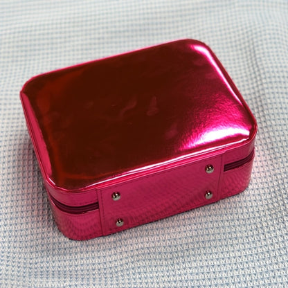 Hard Shell Makeup Travel Case Large Capacity Flat Lay Organizer Luxury Glitter Storage Box for Women Portable Fits in Suitcase Cosmetic Case Gold Rose Pink Size L