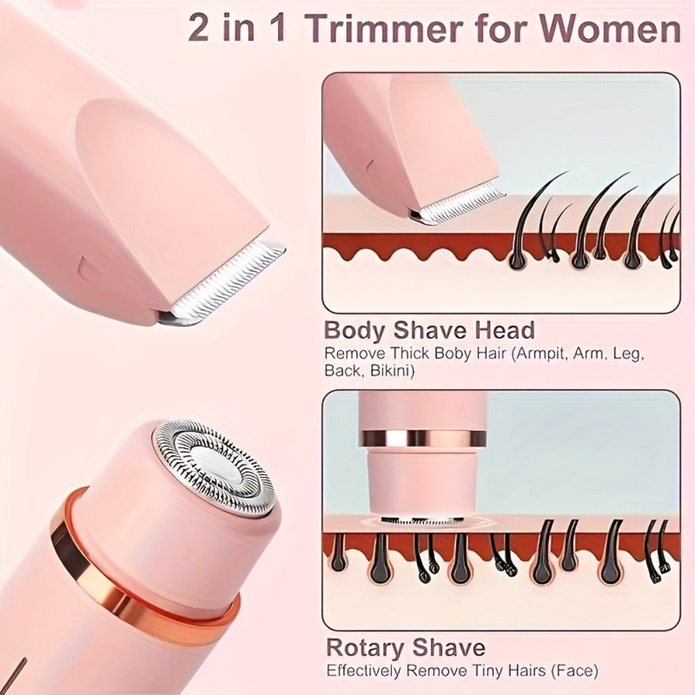 Women's Bikini Electric Razor, 2in 1 Dry/Wet Bikini Razor And Facial Razor, USB Rechargeable, for Bikini, Underarms, Legs, Arms, Face, Portable, Durable, Women's Gift Choice