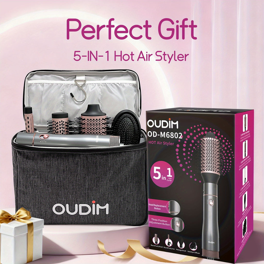 Hot Air Comb For Women, Negative Ion, 5-in-1 Styling Comb Set, Hair Dryer, Massage Straightening Comb, Round Curling Iron And Brush, Oval Styling Comb, Interchangeable Head, Gifts For Mother'S Day, Girl Stuff, Wow Hair Products