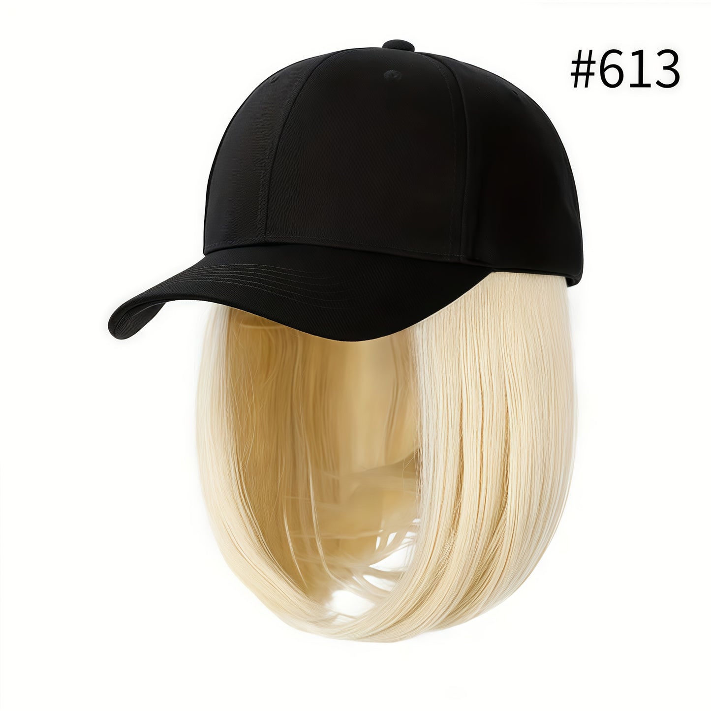 Hat Wig for Women Baseball Cap with Attached Hair Short Bob 12 Inch 2-in-1 Glueless Synthetic Straight Adjustable Breathable Cap Heat Resistant Natural Look Easy Wear