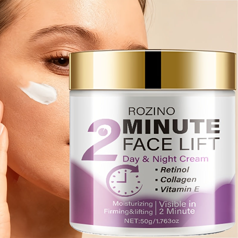 2-Minute Face Lift Day and Night Cream - Protein Lift and Firming Face Cream with Retinol, Protein, Turmeric, Hyaluronic Acid and Vitamins C and E - Moisturizing and Smooth, Suitable for All Skin Types - Alcohol Free