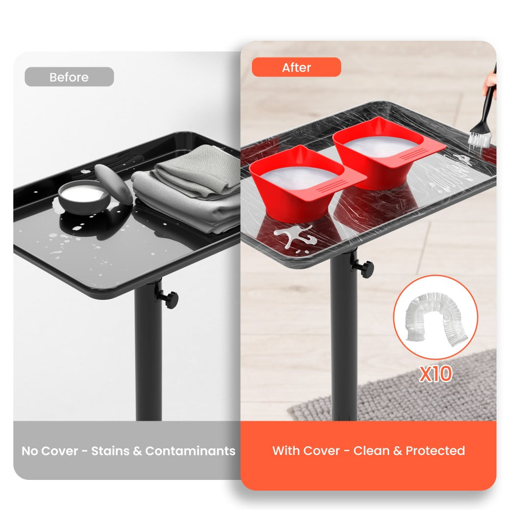Salon Tray on Wheels with 10 Disposable Covers – Premium Adjustable Rolling Tray for Tattoo, Spa, Salon, Clinic & Hairstylist – Stylish, Dirt-Proof, Mobile Utility Trolley for Beauty & Professionals
