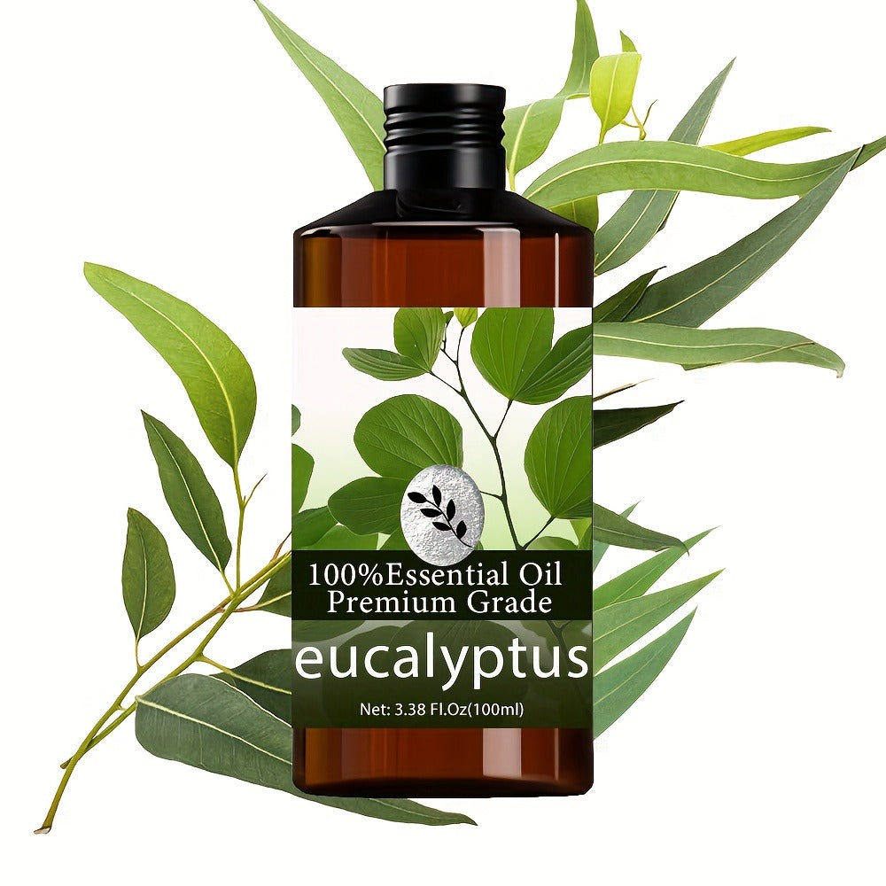 Eucalyptus Essential Oil - 100ml/ 3.38fl.oz - Perfume Oil - 100% Pure Care Grade for Nail, Hair & Skin Care, Massage, Moisturizing Massage Essential Oil for Men & Women, Meditation, Fragrance Oil