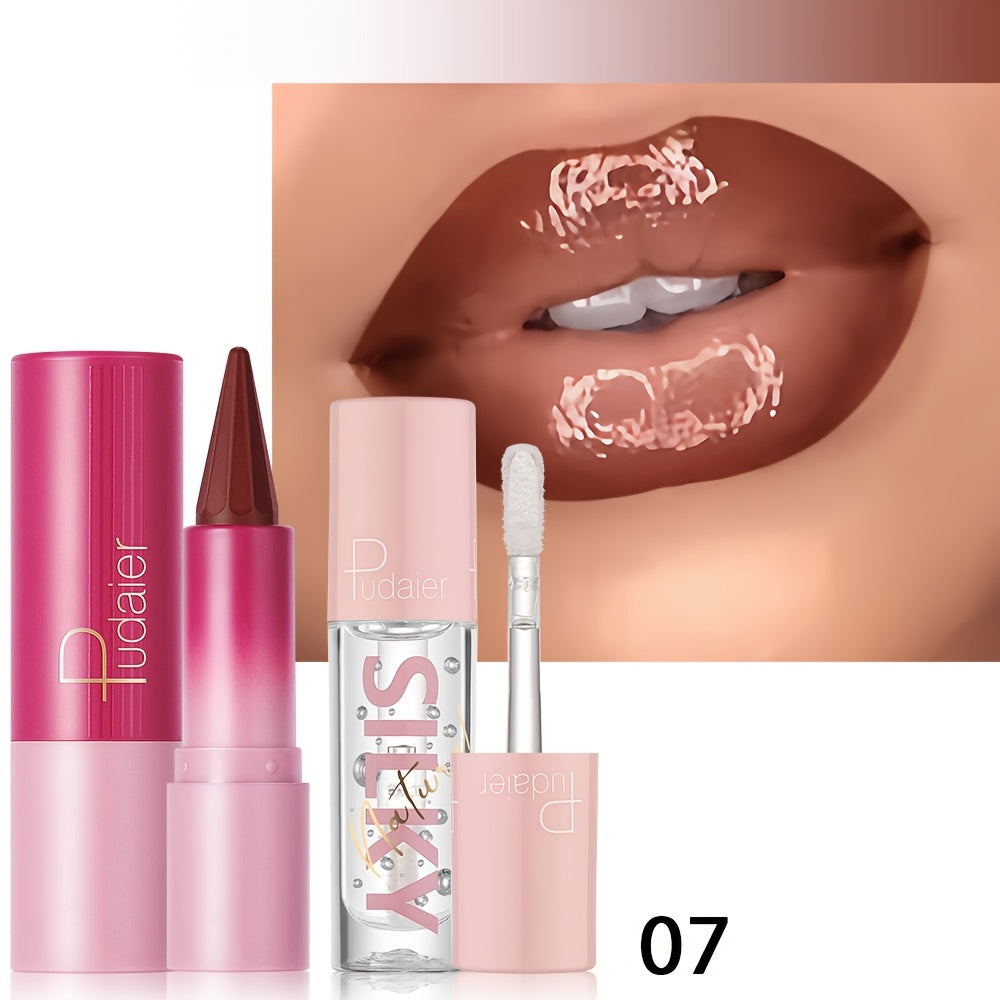 Silky Smooth Lipstick & Nourishing Lip Oil Set - Create Versatile Stunning Looks with Long-Lasting Hydration - Ideal for Effortless Glam! Christmas gifts, Christmas presents for Mom/Partner